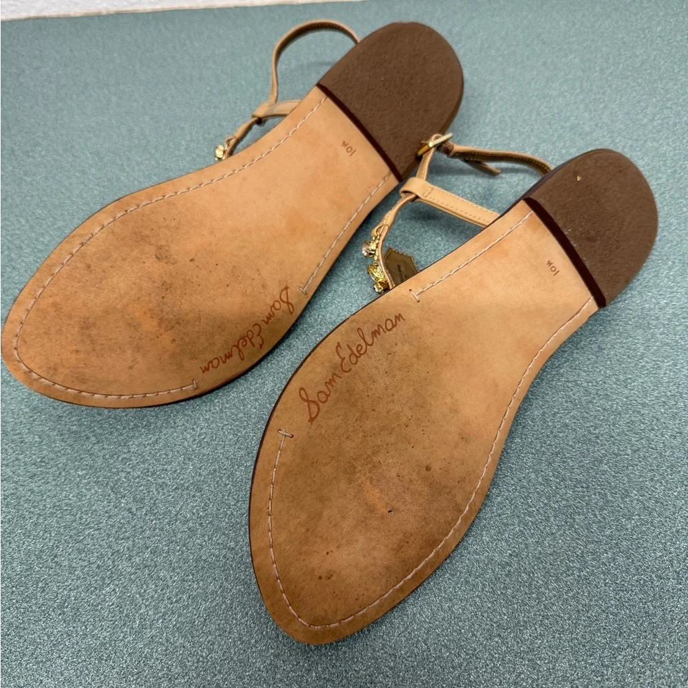 Sam Edelman “Grayson” Jeweled Rhinestones Flat Thong Gladiator Sandals 10.5 - Picture 11 of 13